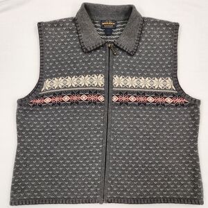 Woolrich Woman's Full Zip Fair Isle Vest Size XL, 100%Cotton, Pre-Owned